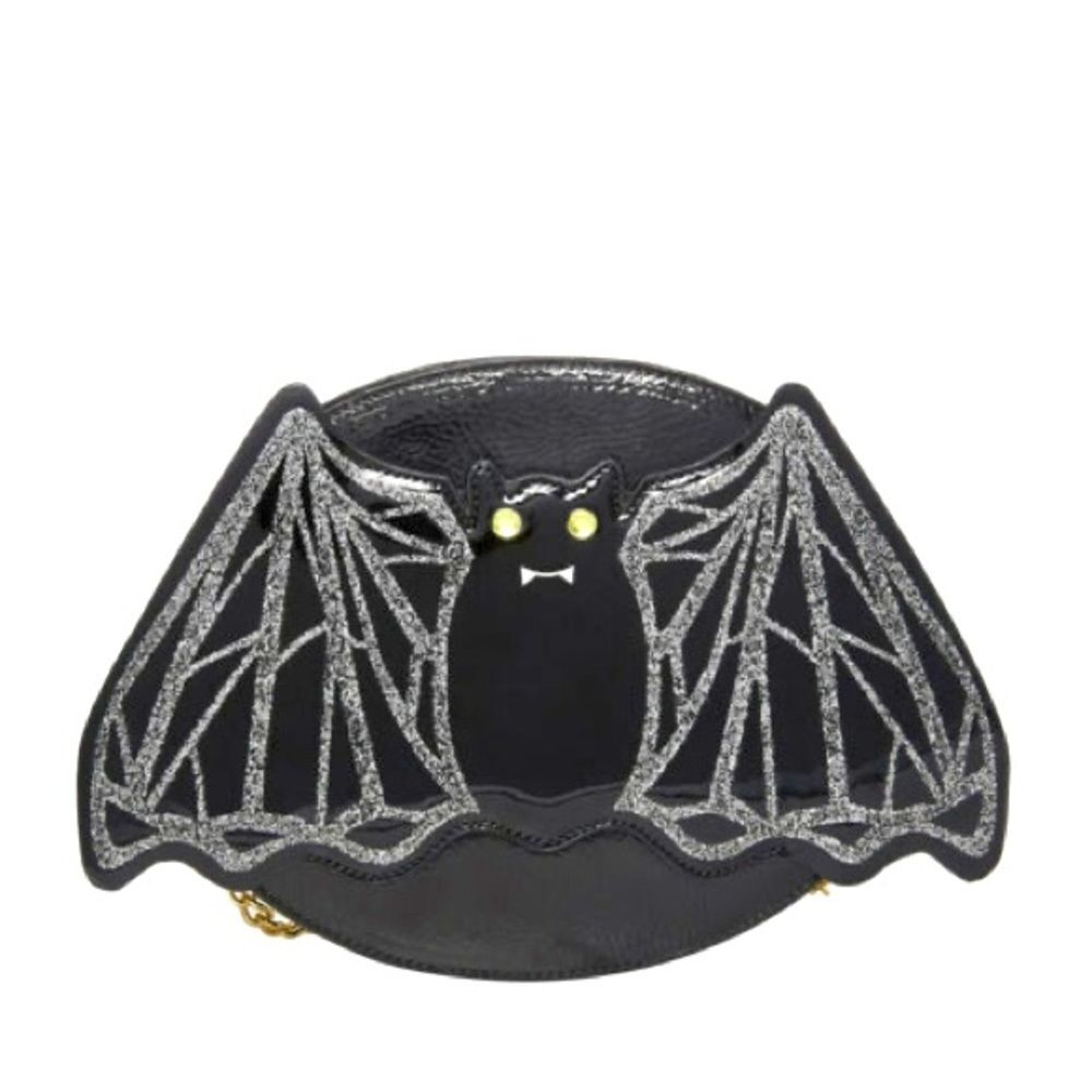 Betsey Johnson NWT Batty Bat Halloween Black Patent Leather Crossbody Purse Bag